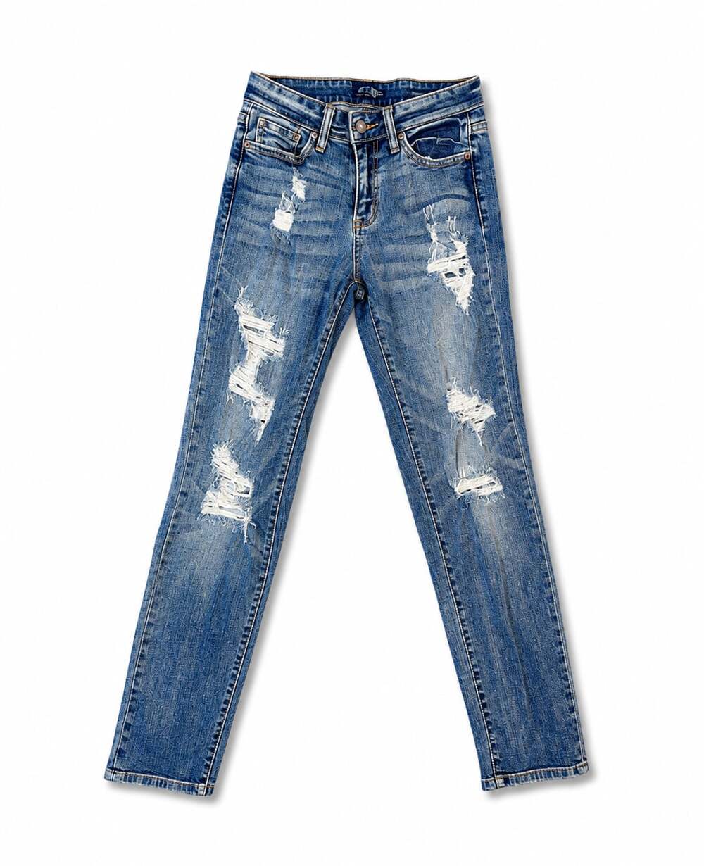 Judy Blue JB8266MD Boyfriend Fit Distressed Jeans Size 1/25